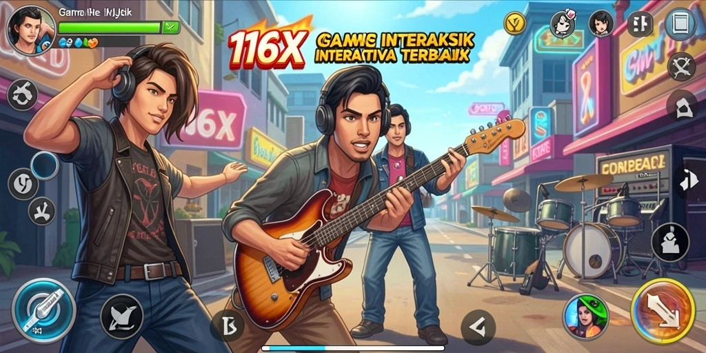 Tampilan gameplay 116X yang menarik dan interaktif dengan genre musik beragam.