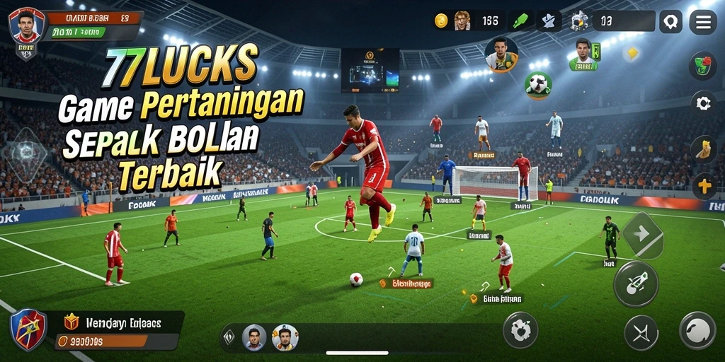 Screenshot menampilkan aksi seru dalam permainan sepak bola 77LUCKS.
