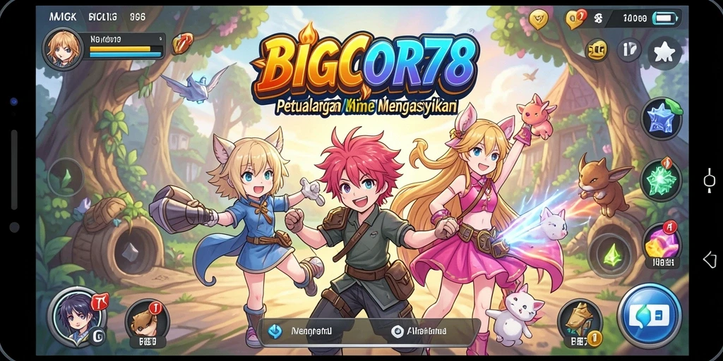 Screenshot yang menampilkan aksi seru dalam BIGCOR78 dengan karakter anime.