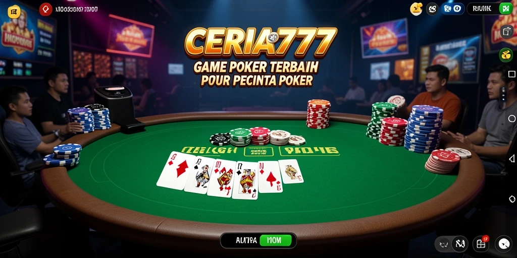 Screenshot CERIA777 menampilkan gameplay poker yang seru dan interaktif.