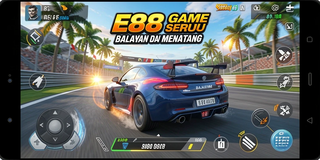 Screenshot E88 menampilkan balapan penuh aksi yang mendebarkan.