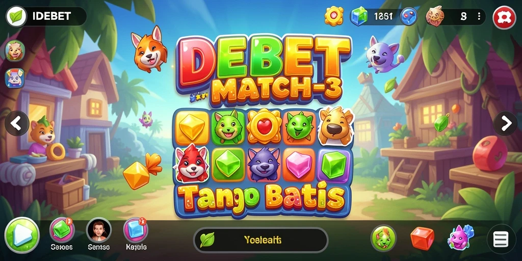 Tampilan gameplay seru dari IDEBET dengan elemen Match-3 yang menarik.