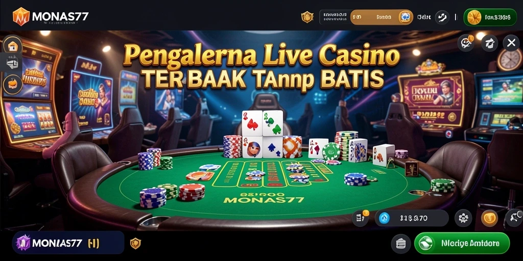 Gameplay Live Casino menarik dalam aplikasi MONAS77 dengan dealer langsung.