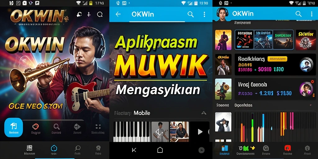 Menampilkan gameplay seru dari aplikasi musik OKWIN.