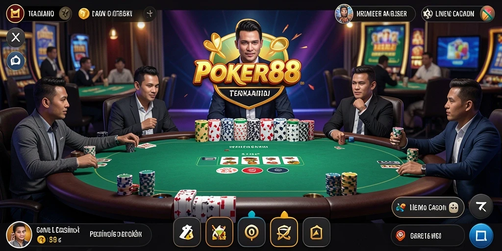 Tampilan gameplay Live Casino yang menegangkan di POKER88.