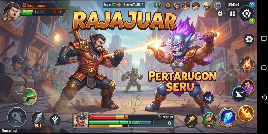 Tampilan gameplay seru RAJAJUARA dengan pertarungan epik.