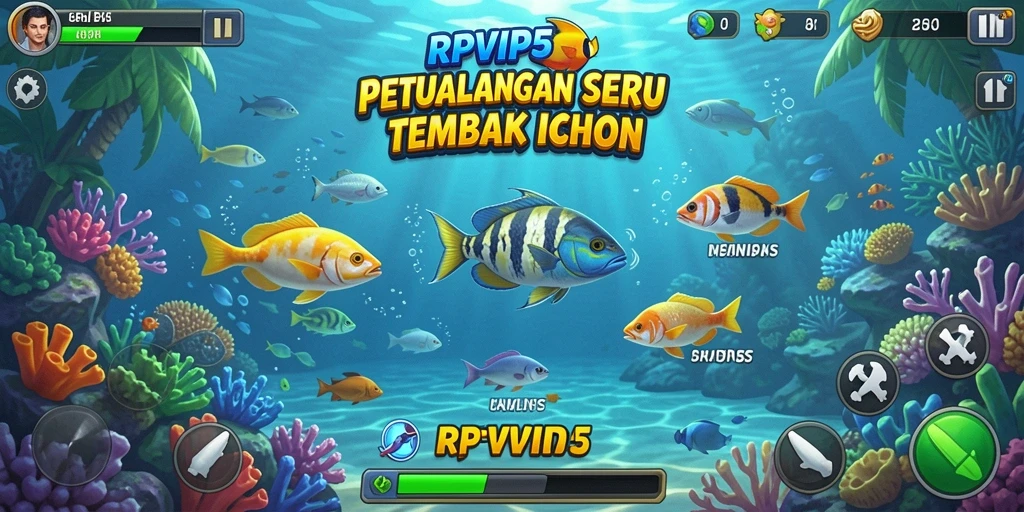 Tampilan gameplay RPVIP5 yang seru saat menembak ikan.