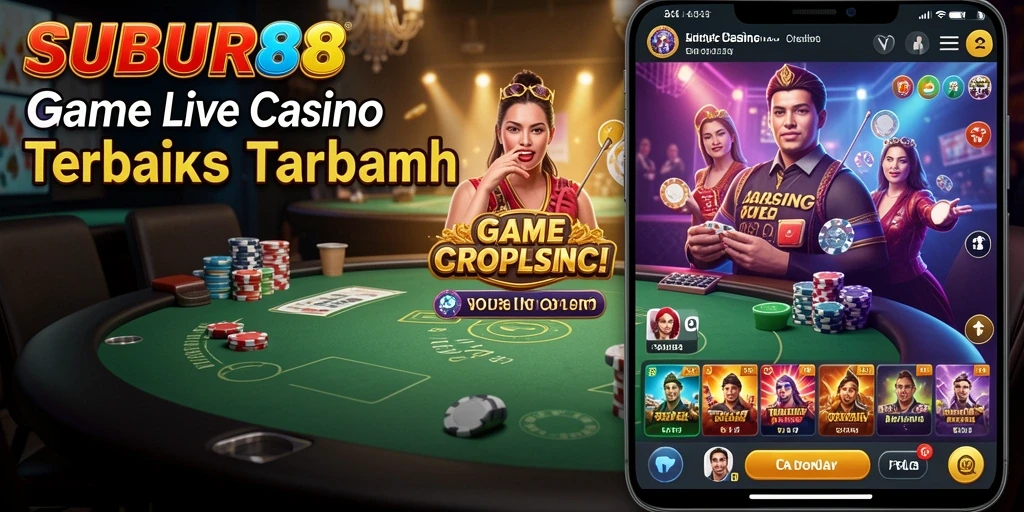 Screenshot gameplay SUBUR88 menampilkan suasana kasino yang hidup dan dealer yang interaktif.